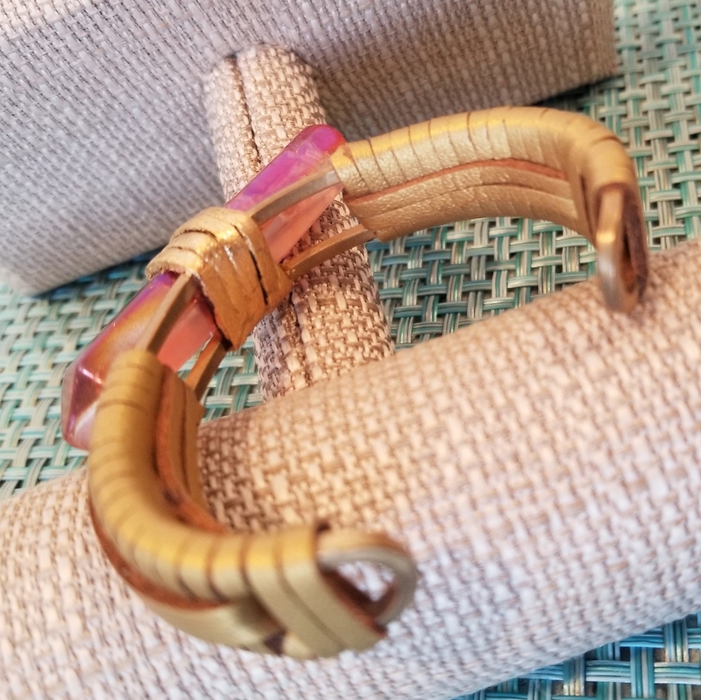 Rainbow Quartz Point Gold Wrapped Bangle - Picture 5 of 8